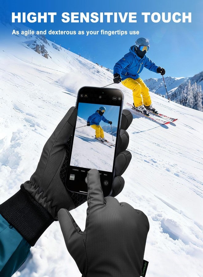 قفازات OnWander الشتوية للرجال والنساء - أنيقة، متينة، مقاومة للماء، مصنوعة من جلد PU، مبطنة من الداخل بالفرو - قفازات عالية الحساسية تعمل باللمس، توفر قبضة حرارية ممتازة - مثالية للقيادة وركوب الدراجات والتزلج والجري - Image 4